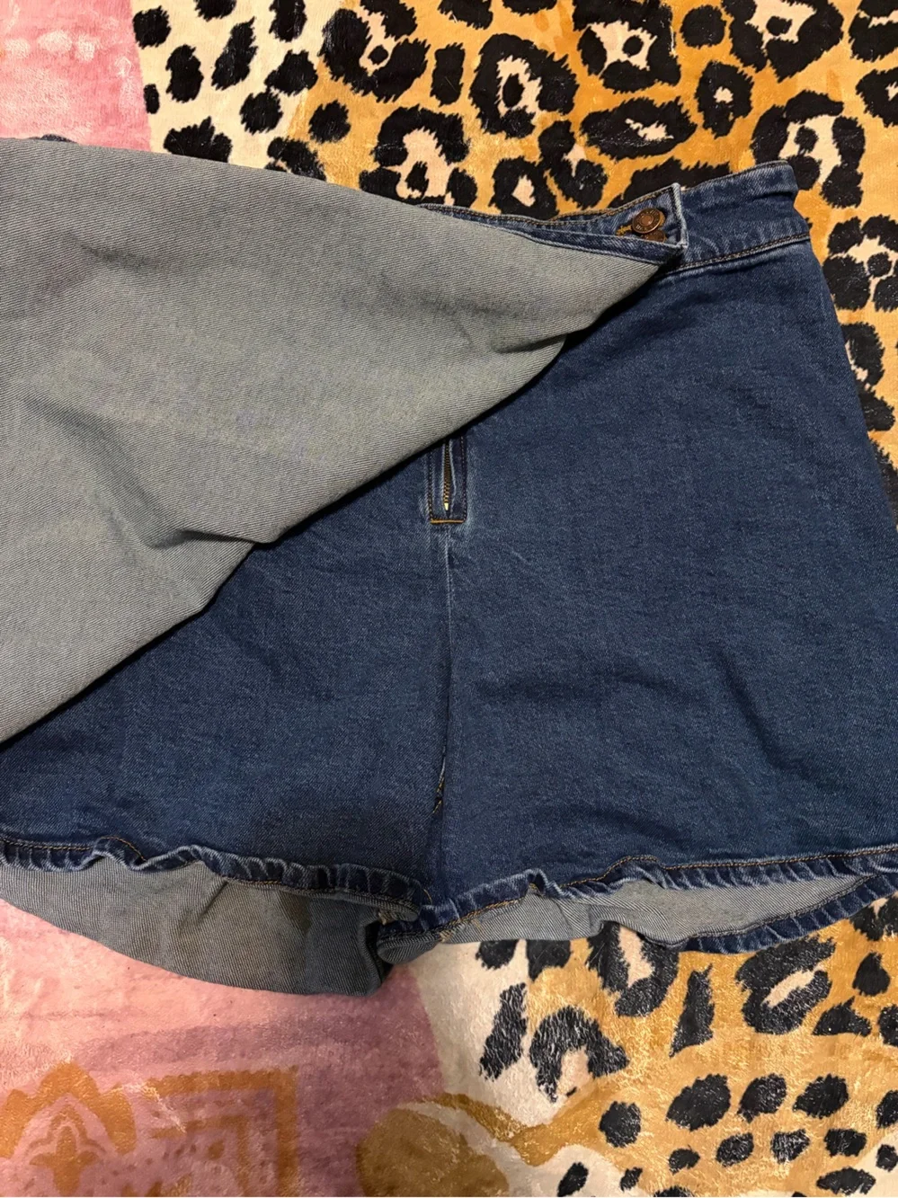 Ava & Viv Dark Blue Denim Skort - Zipper and Button Waist - Picture 2 of 6